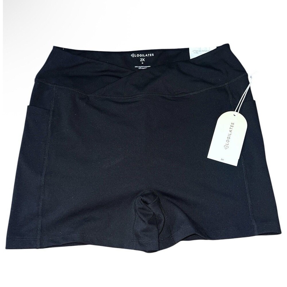 Blogilates Crisscross Scrunch Bike Shorts Womens 2X Jet Black
